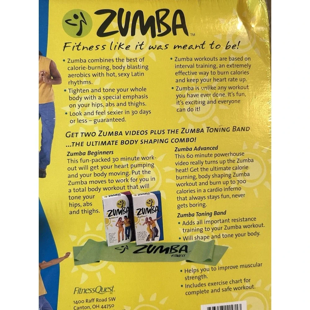 ZUMBA 2 VHS Set Beginners & Advanced NEW SEALED with Bonus BAND Vintage Original